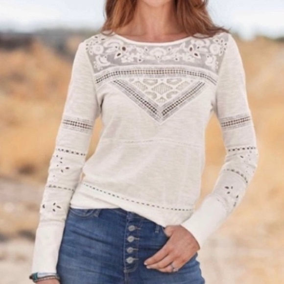 Sundance burnt orange 'Eden Lace Long Sleeve Top' - Picture 6 of 9
